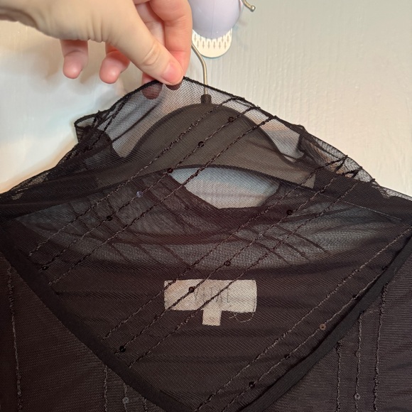 VTG Vitae Goth Witchy Fairy Mesh Top Sz S Black Sequin Whimsigoth Retro Vampire - Picture 6 of 12